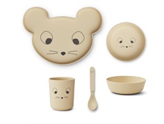 Liewood mouse wheat yellow dinner set Brody (4-pack)